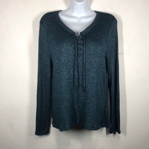 ZeroXPosur lace up long sleeve top size large
